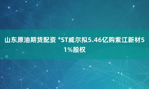 山东原油期货配资 *ST威尔拟5.46亿购紫江新材51%股权